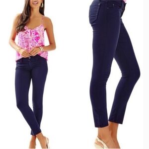 Lilly Pulitzer Worth Skinny Navy Blue Sateen Jeans